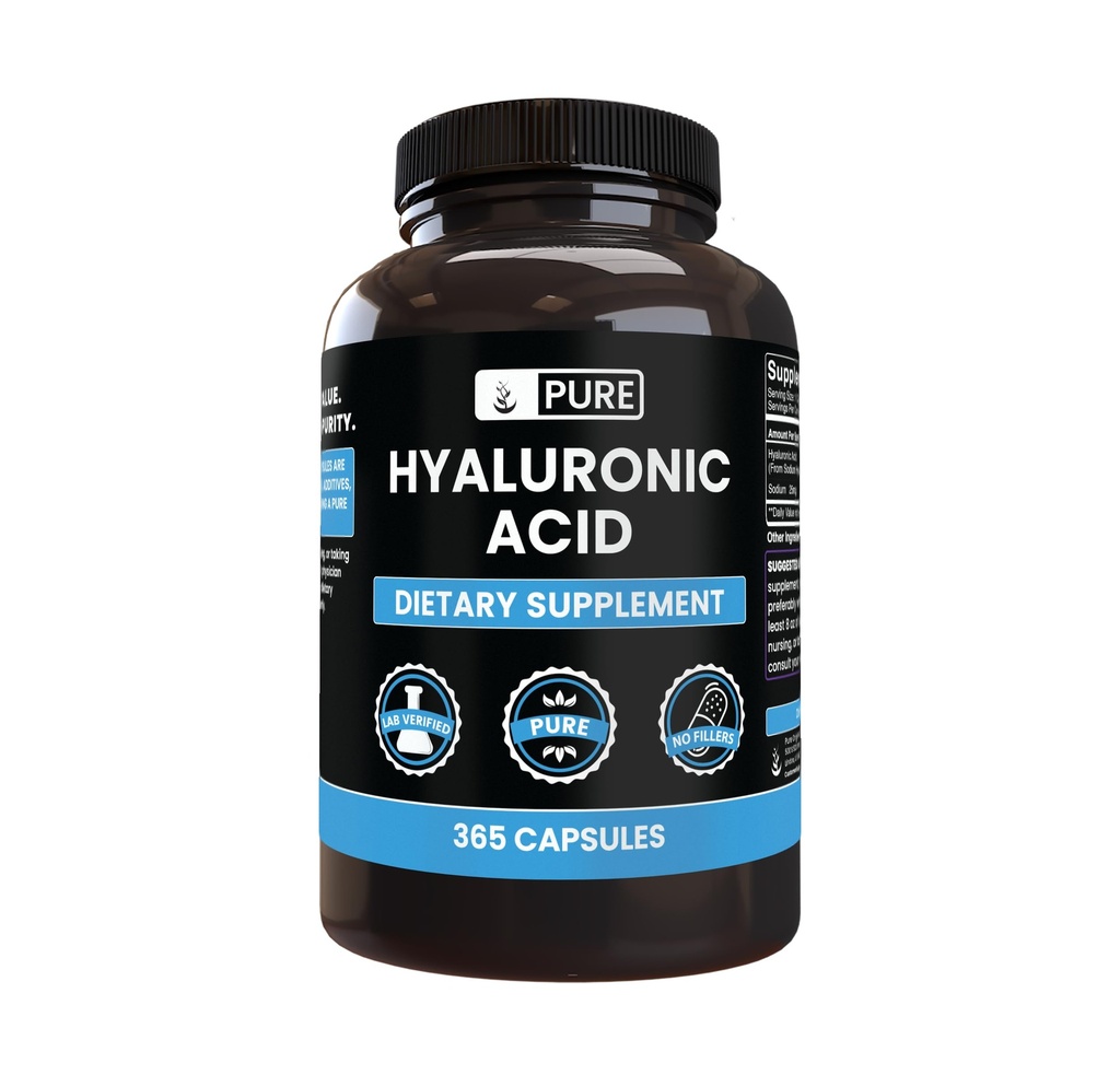 Pure originele ingrediënten Hyaluronzuur (365 capsules) Geen Magnesium of Rijst Fillers, altijd zuiver, Lab geverifieerd