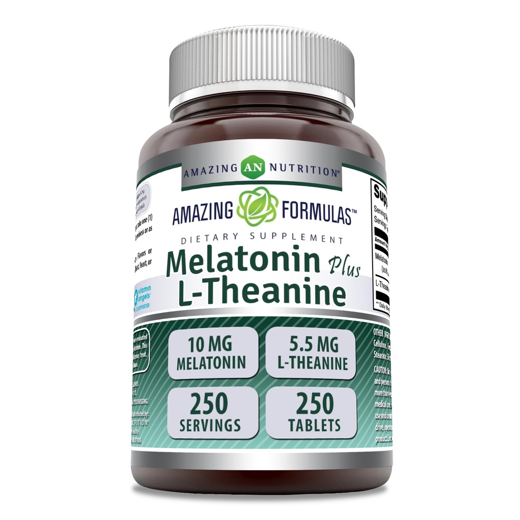 Verbazingwekkende Formules Melatonine Plus L-Theanine 10 mg Tablets Supplement 