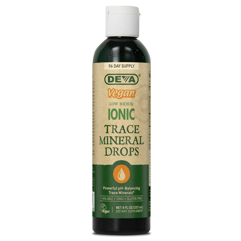 DEVA Veganistische Ionische sporen minerale druppels, lage natrium, pH Balancing, 96-Day Supply, 8 Fl Oz