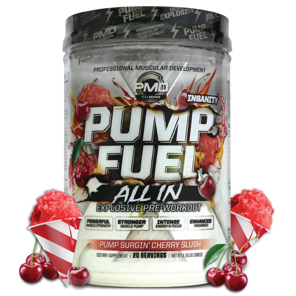 PMD Sports pompe carburant tout en folie, ultime pré-entraînement poudre et pompe musculaire, énergie maximale de résistance, focus, endurance et récupération, créatine et bêta Alanine, pompe Surgine