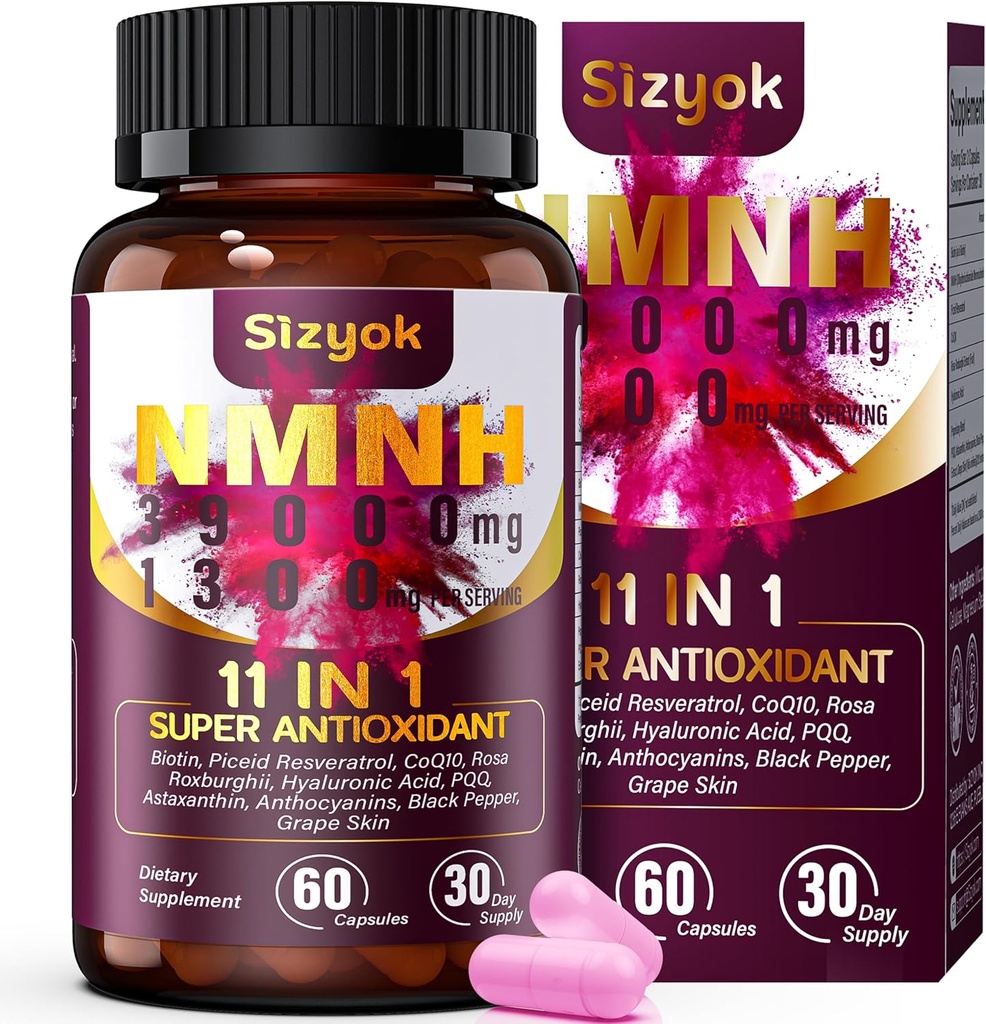 NMNH Supplement (Dihydronicotinamide Mononucleotide) 600mg,NAD Supplement met Resveratrol, CoQ10, Biotine & Hyaluronzuur 