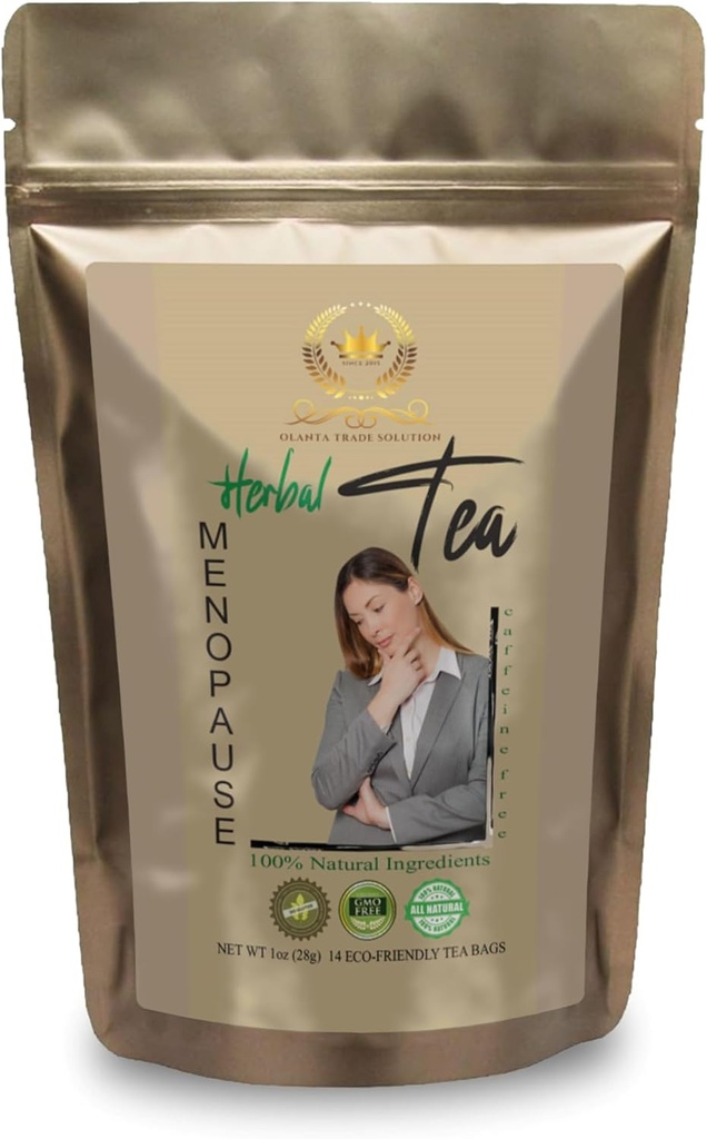 Suppléments à base de plantes de Cohosh Noir - Thé à base de plantes de la ménopause - Suppléments à la ménopause pour les femmes, Ginkgo Biloba, Clover rouge, Thé à la cannelle, Éleuthéro Racine, Racine de réglisse - 1 Pack