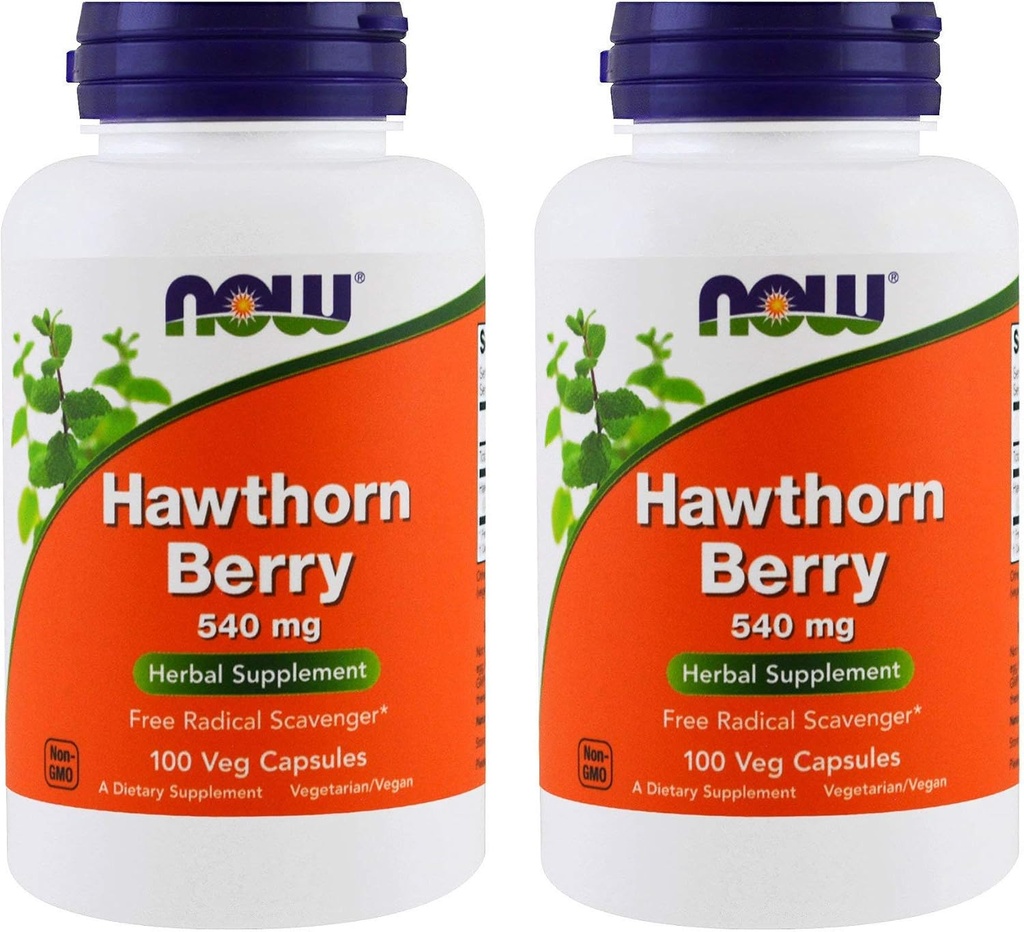 NOW Foods Hawthorn Berry 540 mg, 100 Veg Capsules (verpakking van 2)