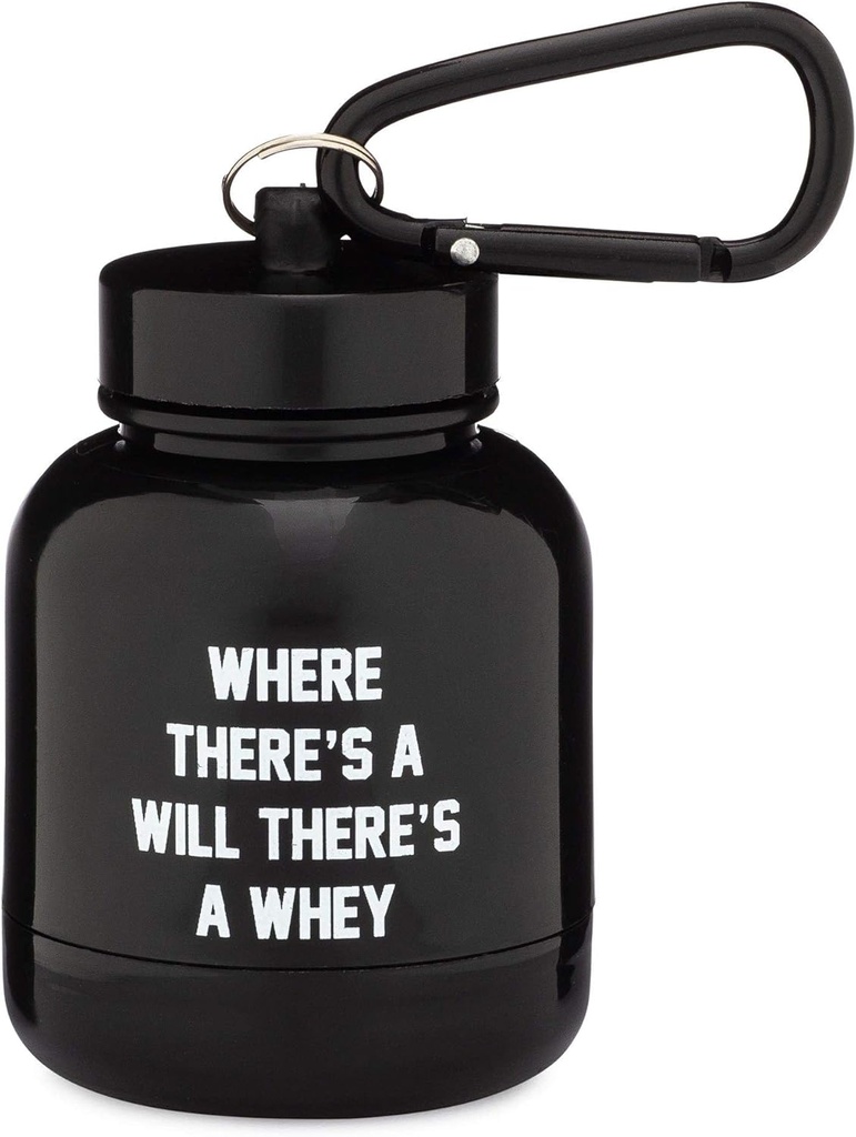 OnMyWhey - Protein Powder & Supplement Funnel Keychain, Portable To-Go Container voor de sportschool, workouts, fitness, & Travel - TSA goedgekeurd, waar er een wil Er is een wei
