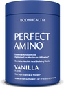 BodyHealth PerfectAmino Powder - BCAA en EAA Powder for Pre and Post Workout - Amino Acid Energy Drink for Men and Women to Support Lean Muscle and Recovery - Vanille - 60 Servings