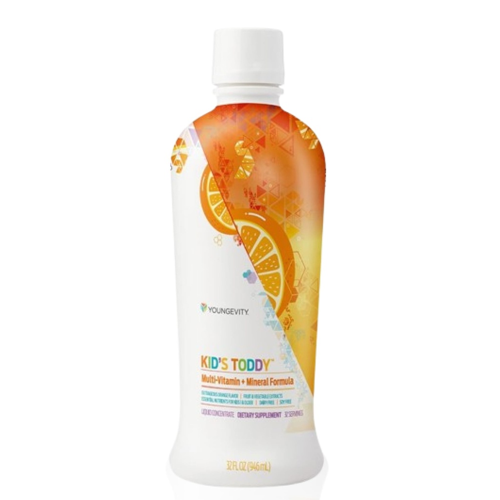 Youngevity Kid's ToddyTM - Mega Multivitamine pour les enfants et les enfants 2 ans et plus - 14 vitamines, 10 minéraux, mélange de phytonutriments - Très absorbant - Grande dégustation d'orange 32 Fl Oz (paquet de 1)