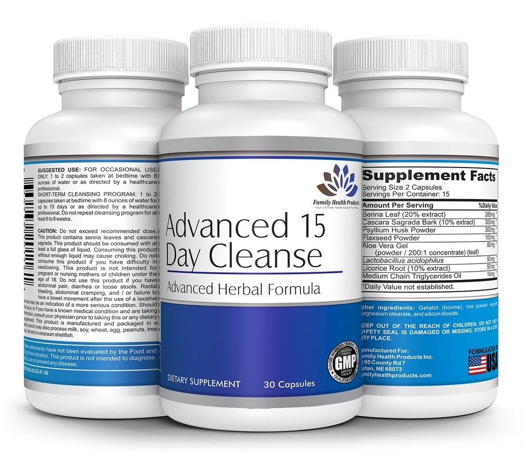 Colon Cleanse - Pilules de désintoxication pour les femmes ou les hommes, supplément de 15 jours avec suppléments probiotiques Superfoods nettoyants de 15 jours pour des mouvements sains de Bowel