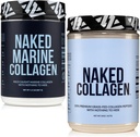 NAKED Marine Collageen 47 Servers + Collageen Peptides Proteine Powder 60 Serves, Unflavored Bundle: Non-GMO, Keto, Glutenvrij, Paleo-Friendly, Soy Free