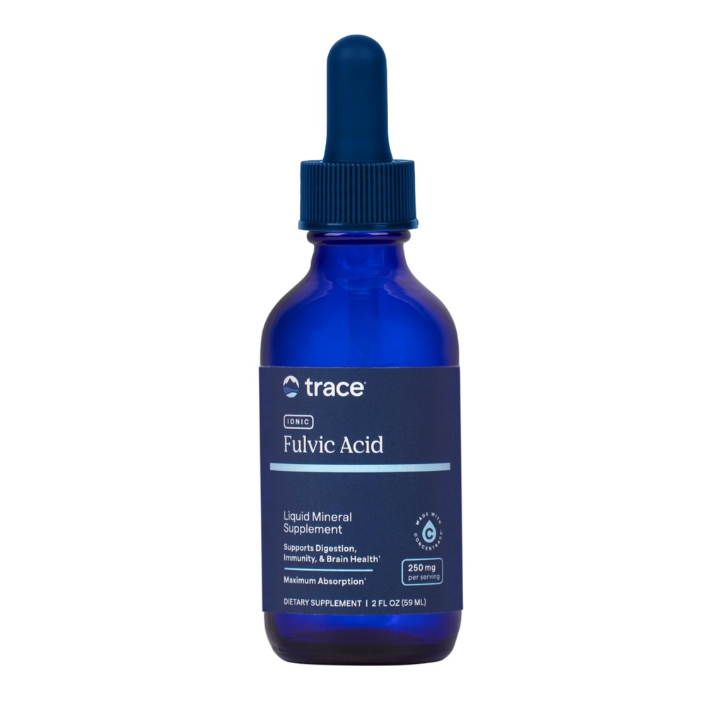 Trace Minerals Ionic Fulvic Acid 250mg - Essential Mineral Supplement to Support Hydration & Energy Production - Aids Muscle Endurance - Liquid Supplement for Healthy Digestie - 2 fl oz (59 Servings)