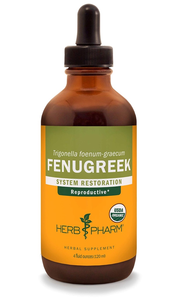 Extrait liquide de fenugreek biologique certifié Herb Pharm pour le soutien reproducteur féminin - 4 Once