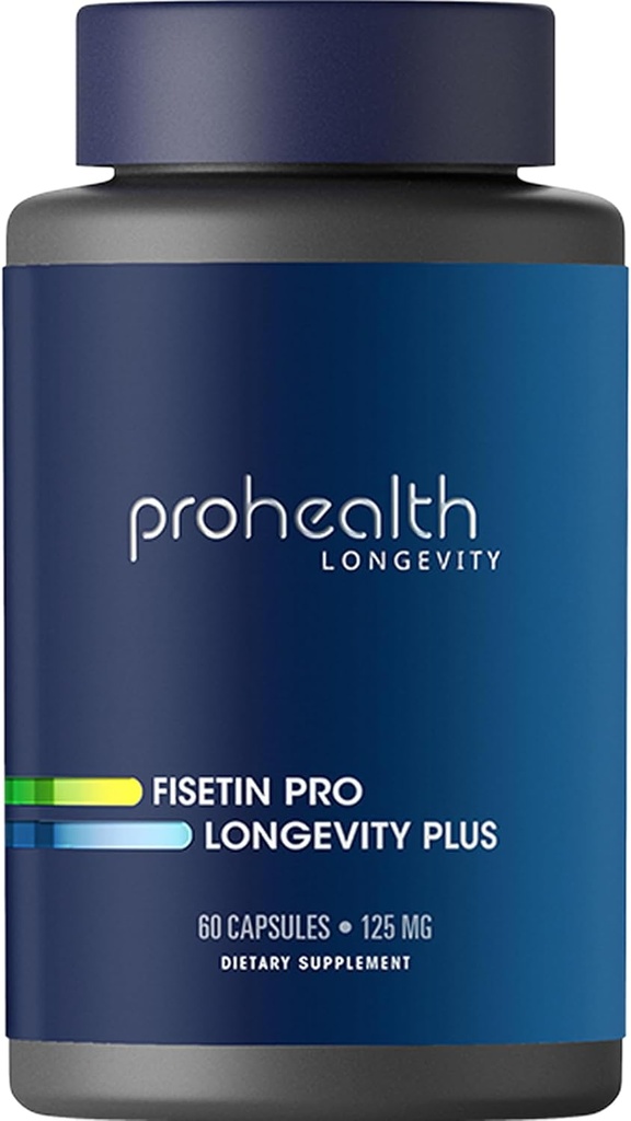 ProHealth Fisetin Supplements-15X Better Absorption from Polyphénol Blend + MCT Oil. 3rd Party Tested Pure. USA Manufactured. Puissant antioxydant + sénolytique. Fisetin Supplément 125mg X 60 portions