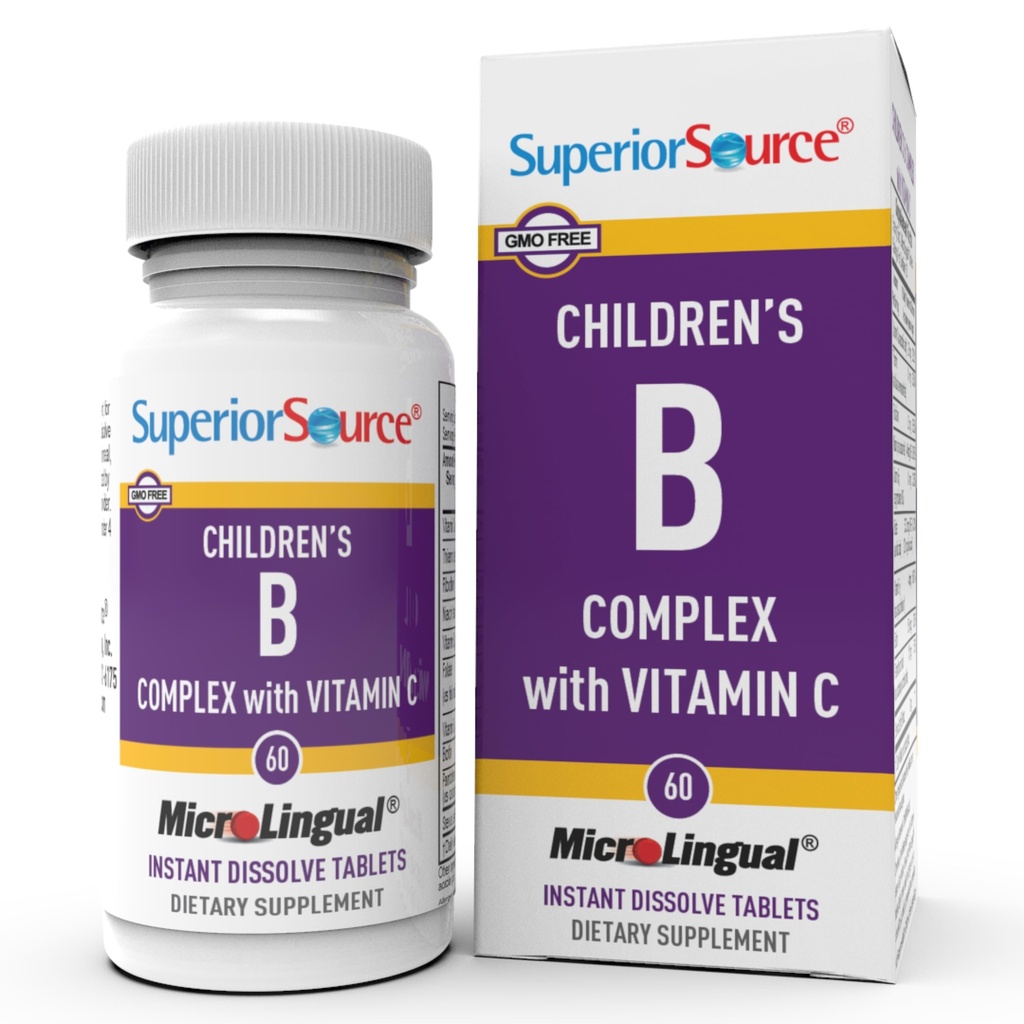 Complexe B pour enfants de la source supérieure avec vitamine C - Multivitamine pour le soutien de la santé cardiaque - Supplément acide folique pour les enfants - Formule de soutien immunitaire avec vitamine C - 60 comprimés dissous instantanément