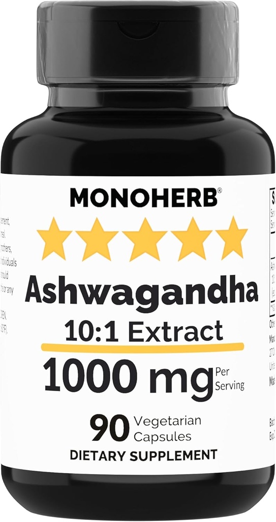 MONOHERB Ashwagandha Extrait 1000 mg - 90 capsules végétariennes