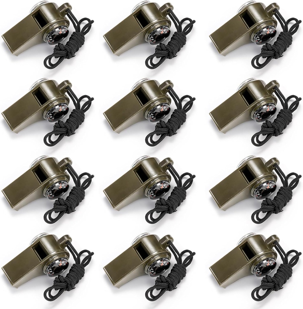 Kingrol 12 Pack veiligheidsflitsen voor volwassenen, luide noodflitsen met Lanyard voor booten, wandelen, kamperen en klimmen