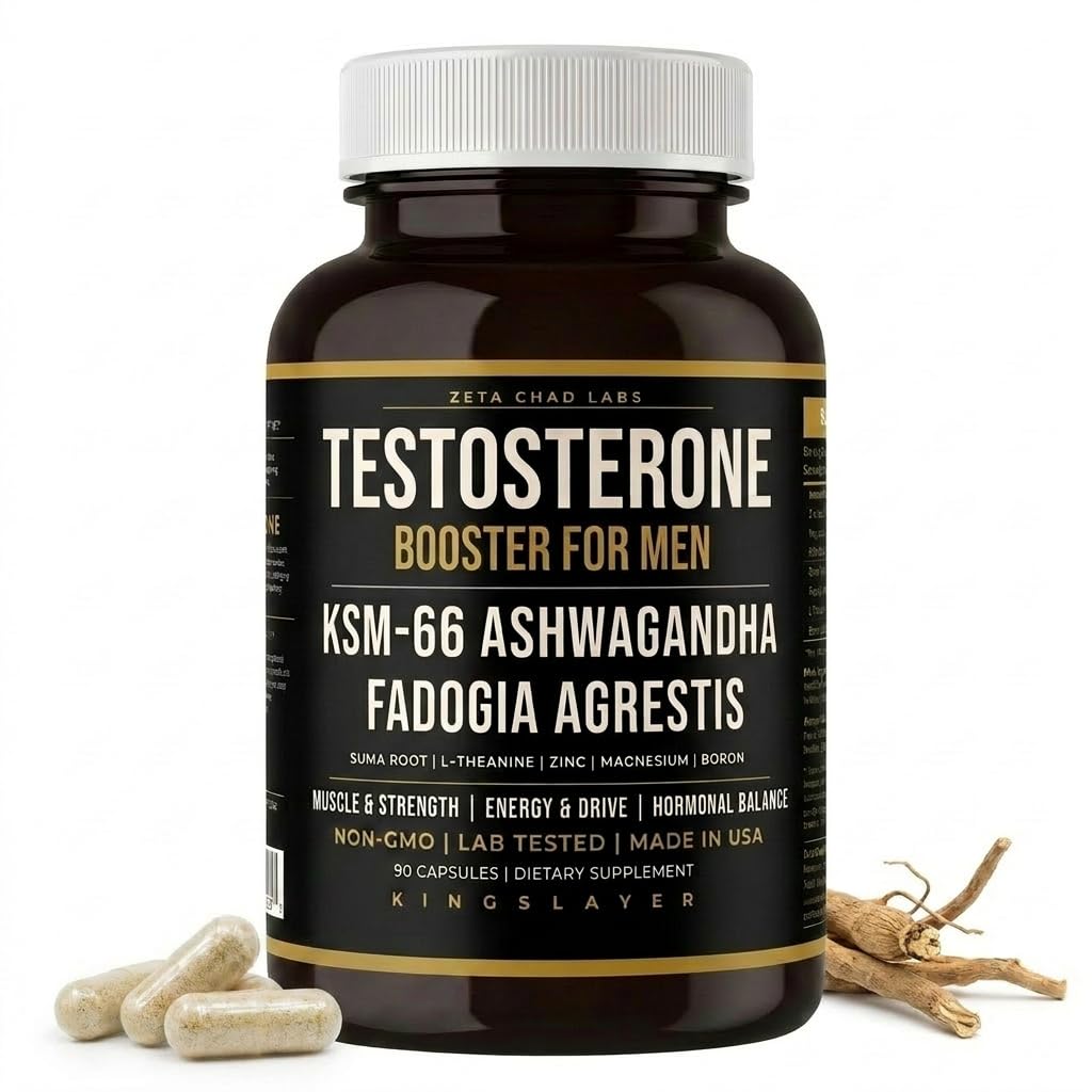 Kingslayer: 7-en-1 Testostérone Booster pour hommes avec/KSM-66, Fadogia, Suma Root, L-Theanine, Zinc, Boron, Magnésium – Muscle, Énergie, Libido & Focus