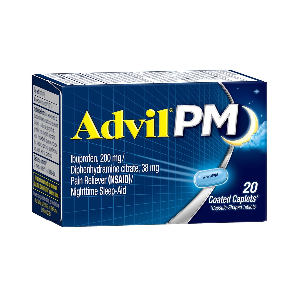 Caplet enduit d'aide au sommeil, 200 mg d'Ibuprofène, 38 mg de diphenhydramine