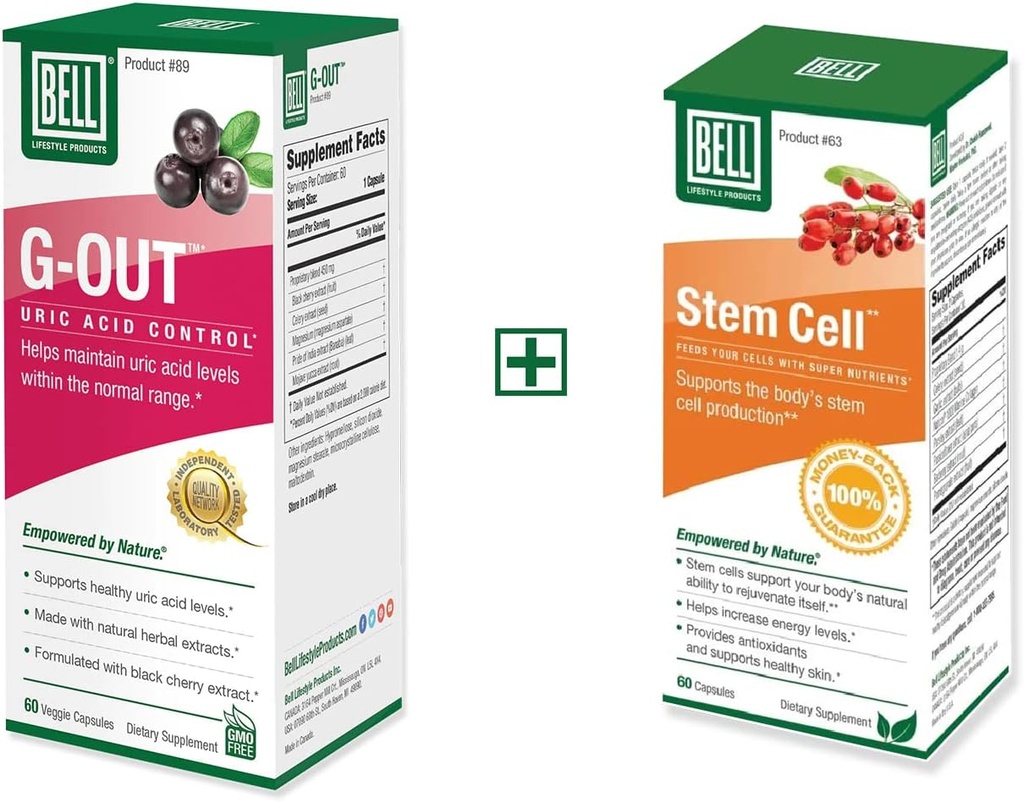 Bell Bundle - Stam Cell Supplementen & G-Out Uric Acid Cleanse - 25 jaar rond de wereld, rechtstreeks verkocht door de fabrikant