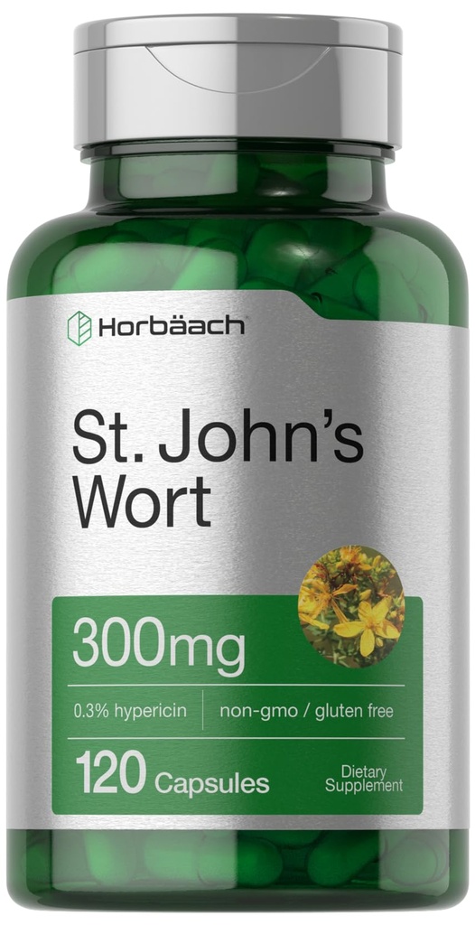 Horbäach St John's Wort Capsules 300mg.120 Count.