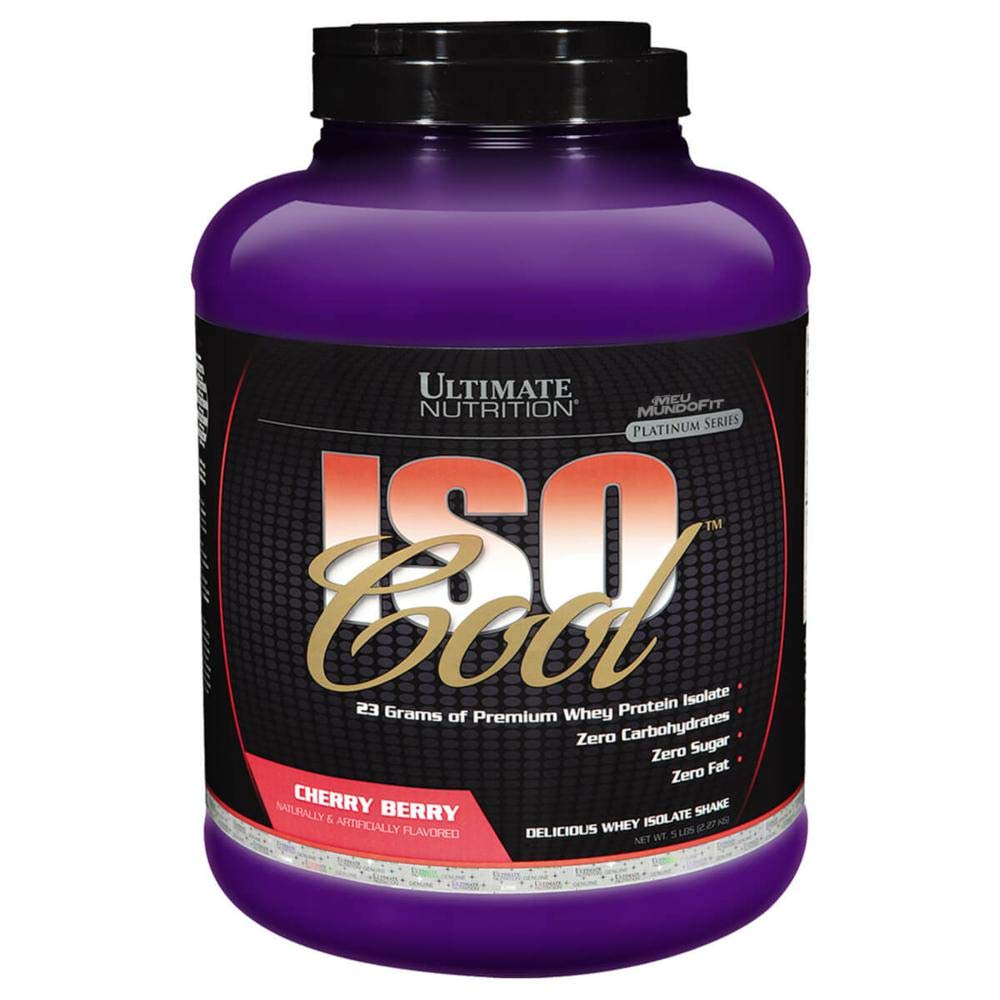 Ultimate Nutrition ISO Cool Pure Whey Protein Isolaat Poeder - Keto Friendly - 0 Carb 0 Vet 0 Suiker - 23 Gram eiwit per portie, 5 Pond, Cherry Berry