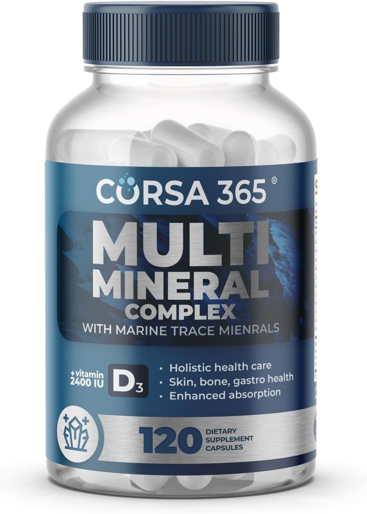 Multiminerale Supplement Magnesium Complex met sporenmineralen voor Immune Ondersteuning - Kalium Magnesium Supplement Calcium Vitamine D Zink Cooper Boron Supplement voor Heren Vrouwen - 120 Capsules