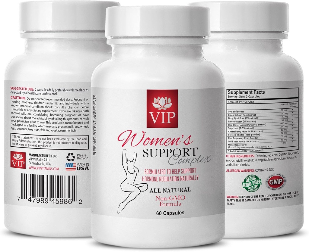 Mood Swings Supplementen - Vrouwen Ondersteuning Complex Natural - Black Cohosh en salie, Menopauze supplementen voor vrouwen, rode klaver, Gezegende distel, Menstruele Regelgever, Licorice Root, 1 Fles 60 Caps