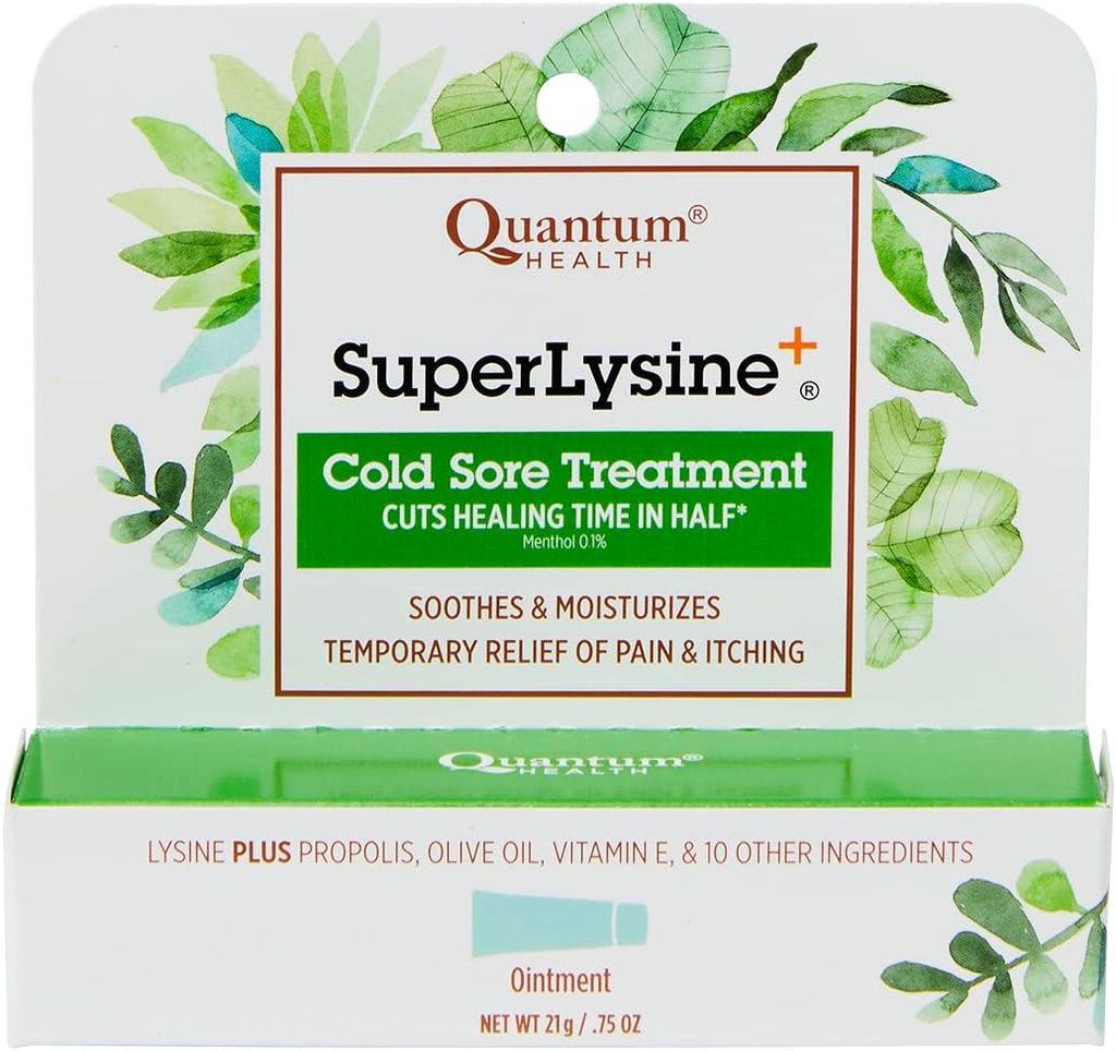 Quantum SuperLysine+ Cold Sore Treatment Ointment|Relieves Pain, Burning, and Itching|Cuts Healing Time in Half|0.75 Ounce