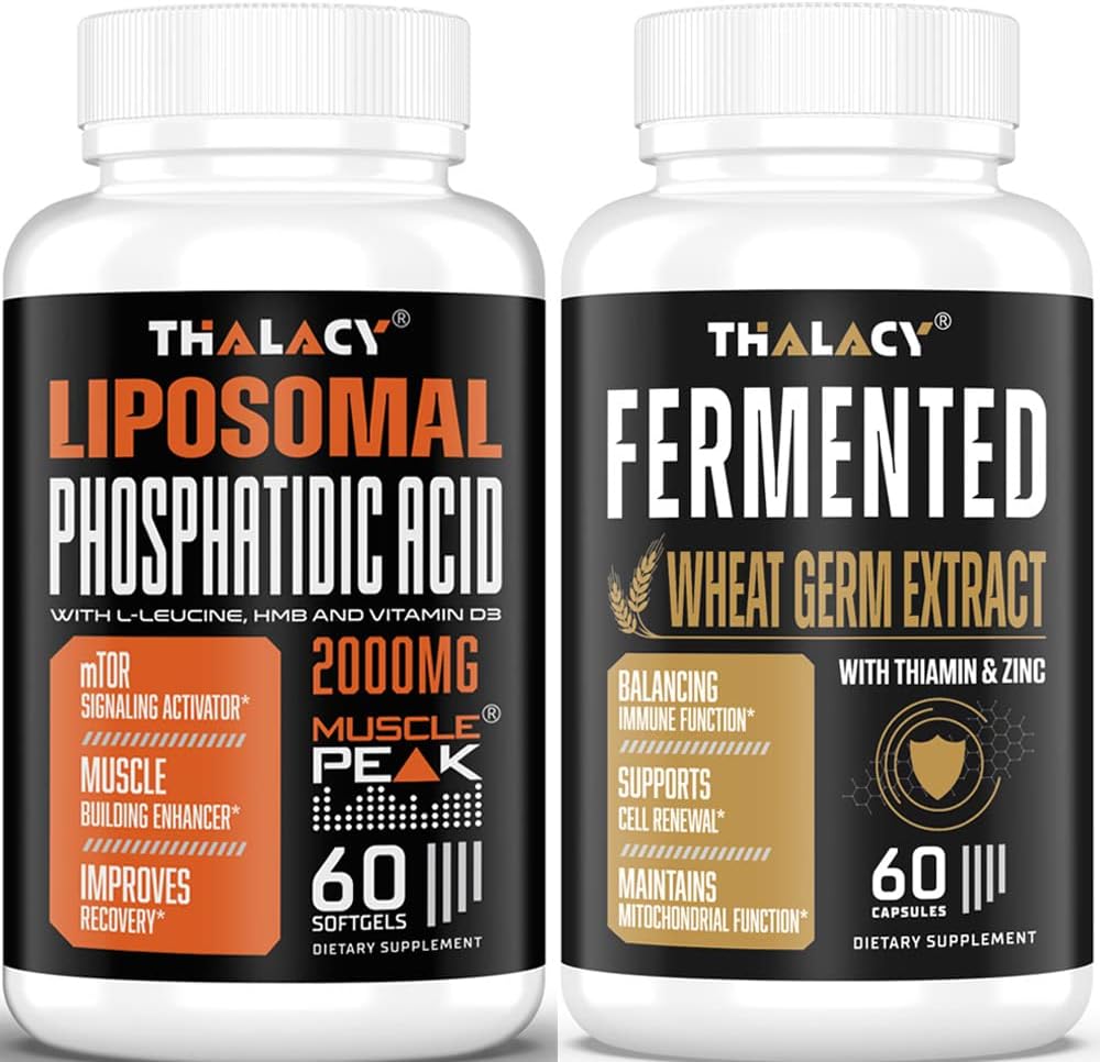 2000mg Acide phosphatidique avec 13mg de suppléments de spermidine pour la masse corporelle maigre, l'énergie et le vieillissement en santé, renouvellement cellulaire