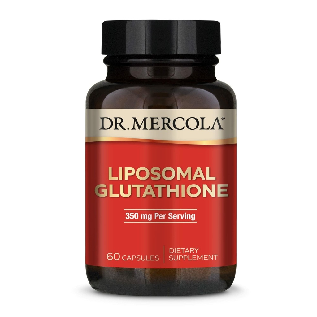 Dr Mercola Glutathion liposomique - 350 mg par portion - soutient la production d'énergie - absorption élevée - sans OGM, sans gluten et sans soja - 60 capsules (30 portions)