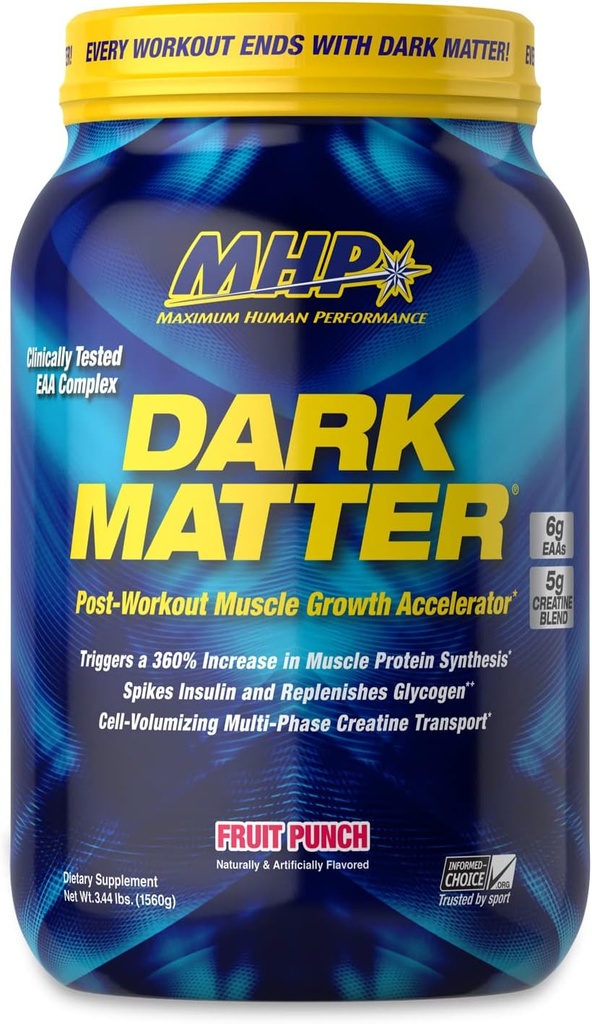 MHP Dark Matter Post Workout, Recovery Accelerator, w/Multi Fase Creatine, Waxy Maïs Carbohydraat, 6g EAA's, Fruit Punch, 20 Servers, 55 Oz