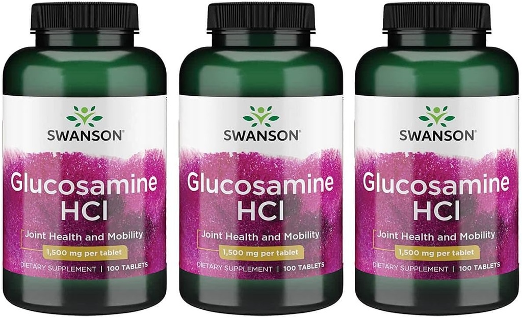 Swanson Glucosamine Hcl 1500 Milligrammen 100 Tabs (3 verpakkingen)