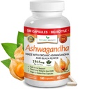 UDAF geverifieerde biologische Ashwagandha met zwarte peper - 180 capsules - 1965mg Extra sterkte voor stress, slaap, Mood, schildklier, Focus, haar, Vegan Pure Root Extract Powder - Mannen en vrouwen supplementen