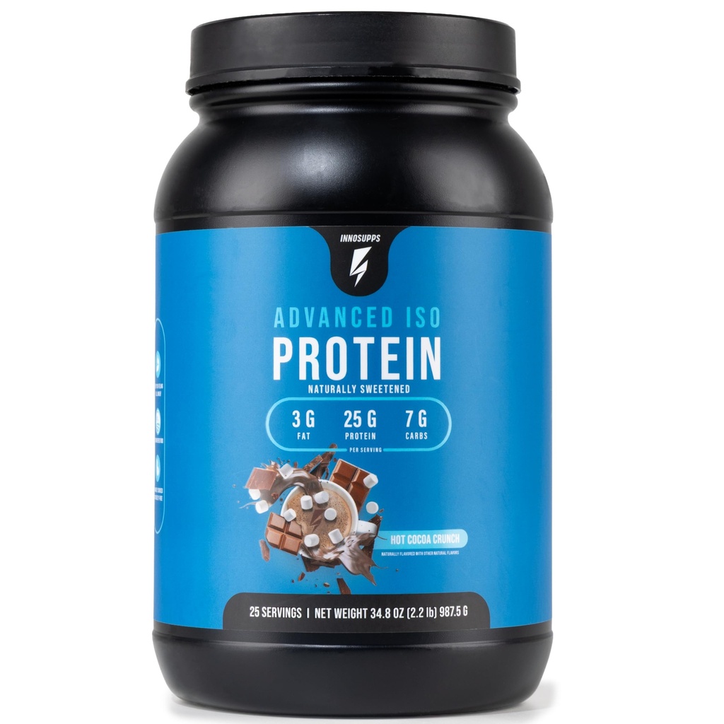 InnoSupps Geavanceerde Iso Proteïne 100% Wei Isolaat Proteïne Poeder Geen Kunstmatige Zoetener.Laag vet, Laag Carbs 25g Proteïnevrij, Glutenvrij, Sojavrij (Hot Cocoa Crunch)