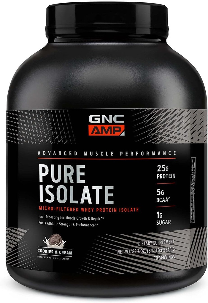 GNC AMP Pure Isolate Whey Protein - Cookies & Cream (70 Servings)