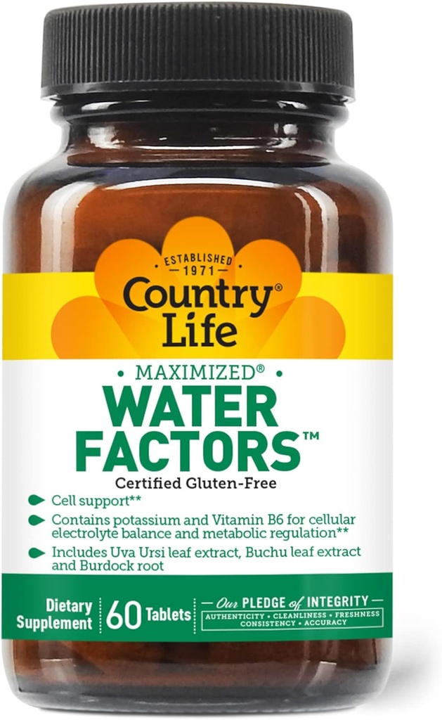 Land Life Water Factors - met Kalium en B6 voor Electrolyte Balance - 60 Tablets
