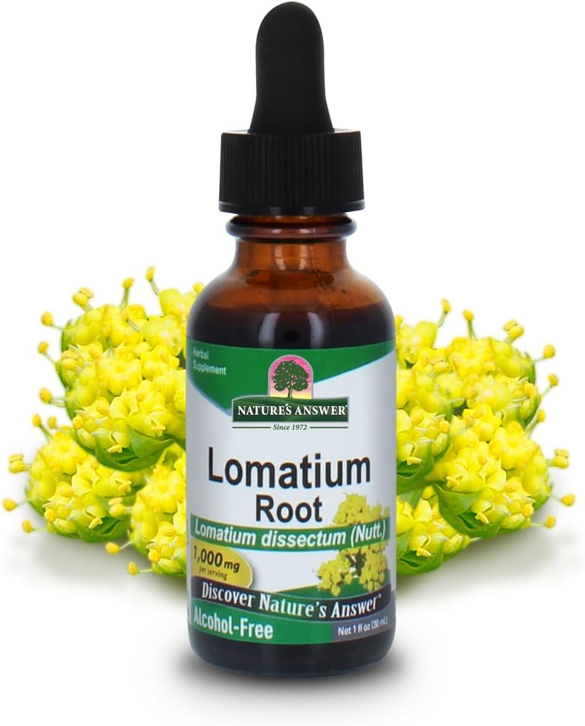 Antwoord Lomatium Root Alcohol Vrij - 1000 mg - Glutenvrij - Kruiden - 1 floz (verpakking van 2)