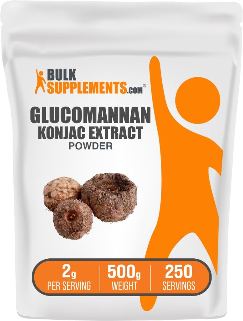BulkSupplements.com Glucomannan Poeder - uit Konjac Root Extract Poeder, Glucomannan Supplementen - Glutenvrij, 2g per portie, 500g (1.1 lbs) (verpakking van 1)