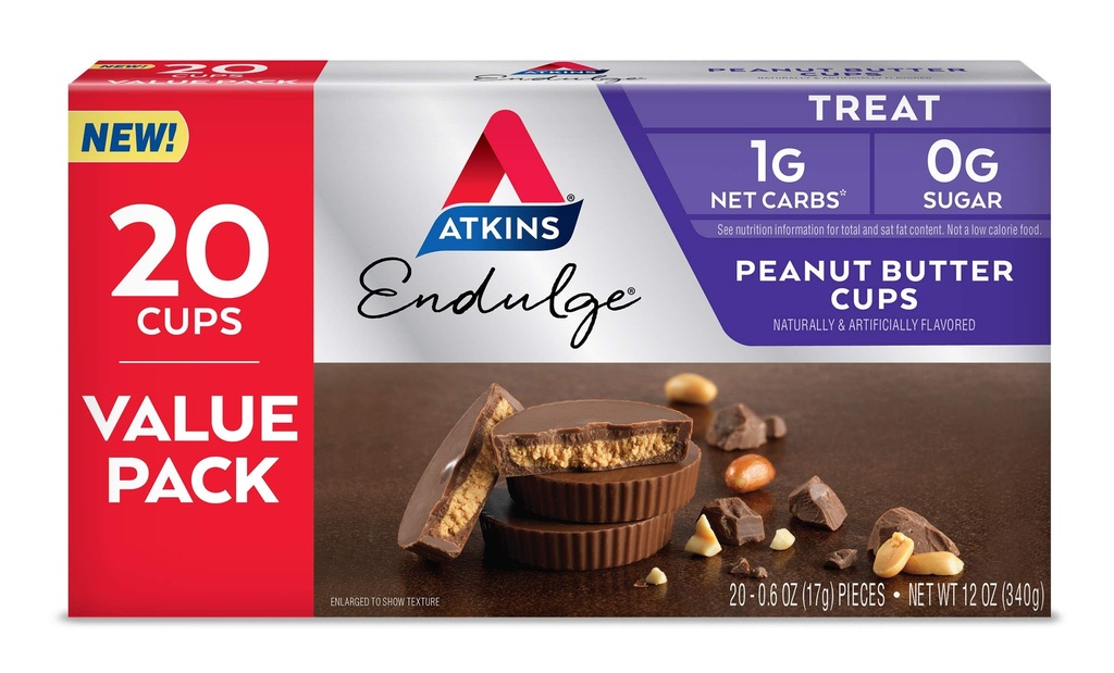 Atkins Endulge Peanut Butter Cups, Dessert Favorite, Low Carb, 0g Sugar, 20 Tellen