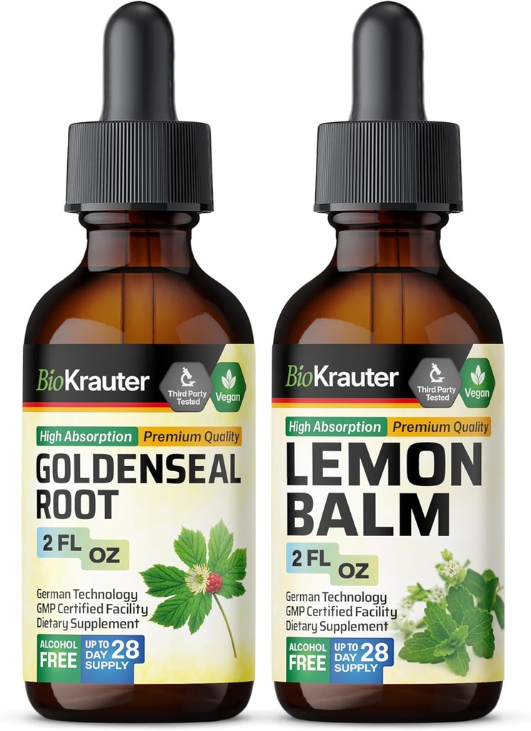 BIO KRAUTER Goldenseal Tincture 2 Fl. Oz. & Lemon Balm Tincture 2 Fl. Oz.