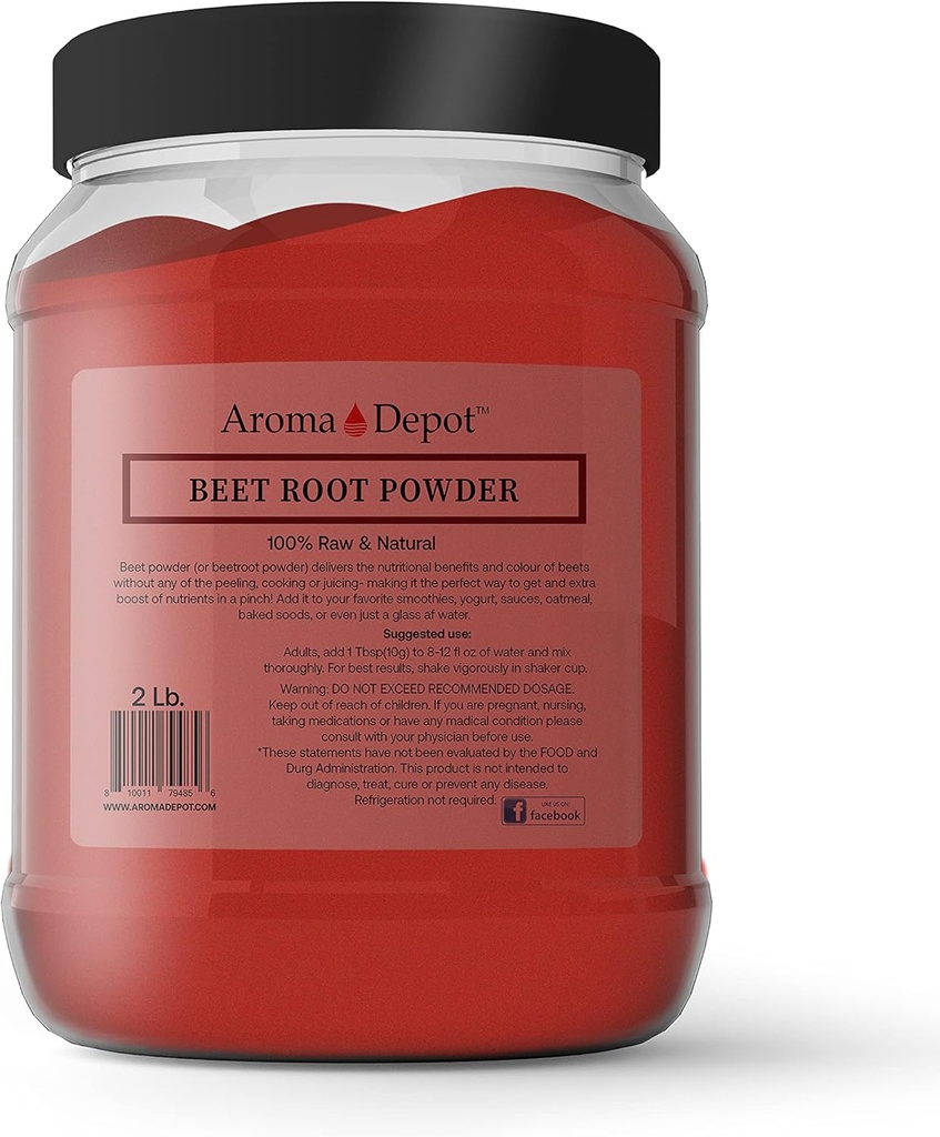 Beetwortelpoeder 2 lb. door Aroma Depot Raw & Non-GMO I Vegan & Glutenvrij Nitric Oxidine Booster I Boost uithoudingsvermogen en verhoogt energie I Immuunsysteem Booster I 100% natuurlijk
