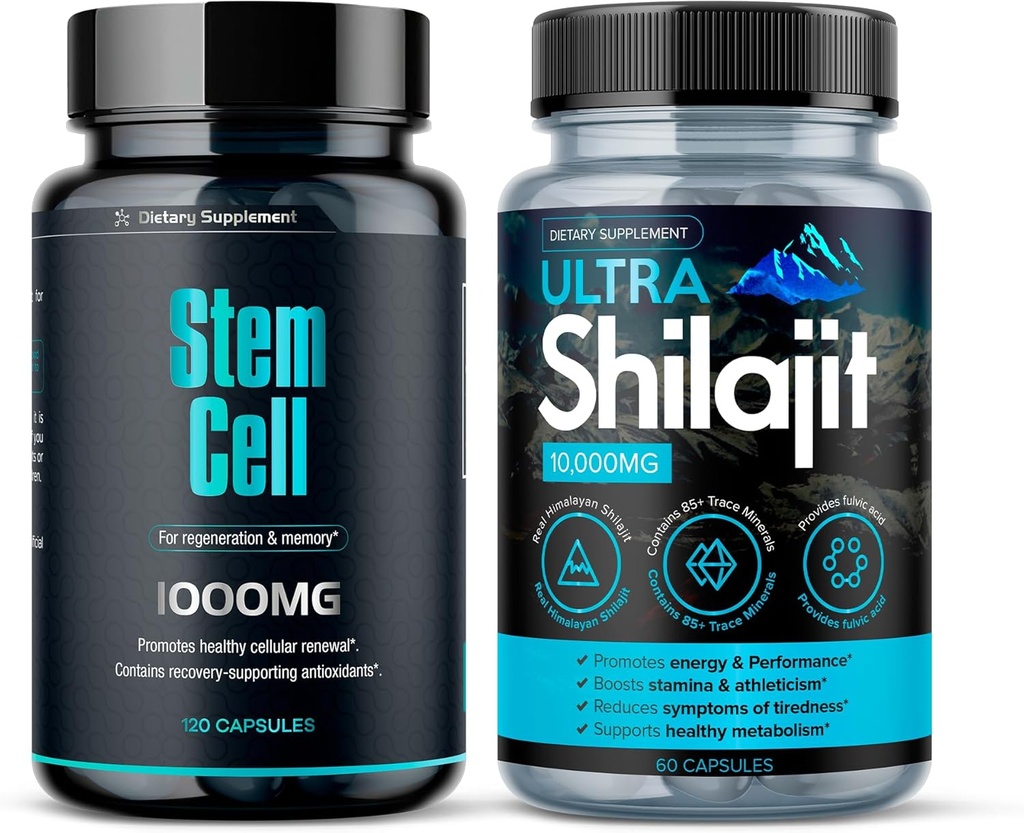 Premium Stem Cell 1.000mg(120Ct) & Shilajit Supplement 10.000mg(60Ct) 