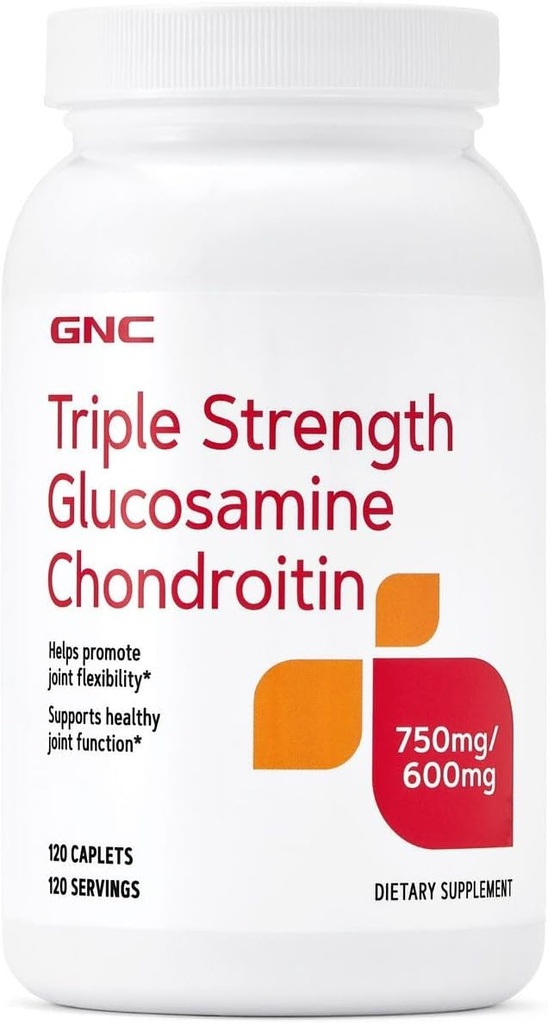 GNC Triple Strength Glucosamine Chondroitin 750mg/600mg, 120 Caplets, Ondersteunt gezonde gezamenlijke functie