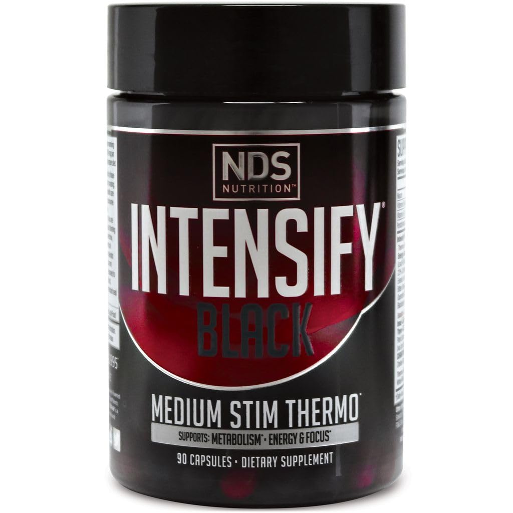 Intensify NDS Nutrition Black - Thermogenic Blend met Advantra Z voor vet en waterverlies - Boost Metabolisme, Burn Calories, Help Suppress Appetite - Verbeter Body Tone, Muscle Definition - 90 Capsules