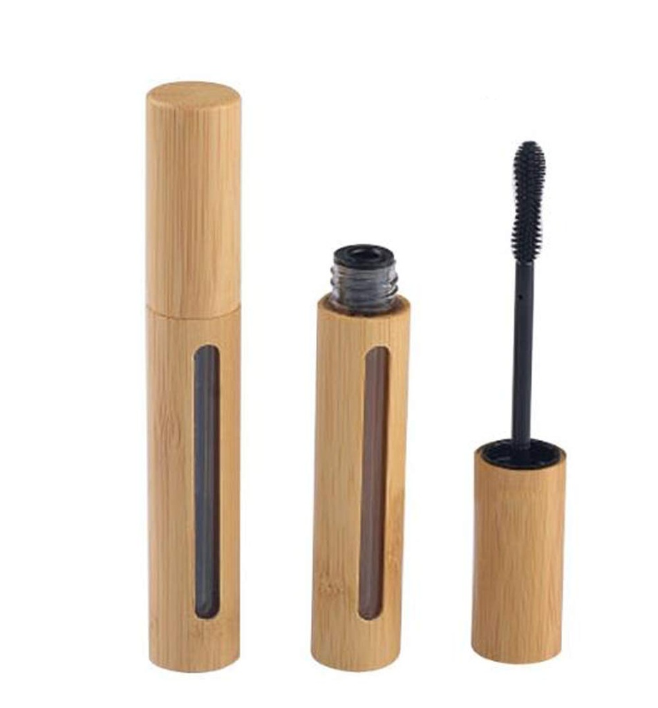 2 Pcs 6ML/0.2OZ Rechargeable Vide Eco-friendly Bamboo Apparence Mascara Tube avec brosse à cils Maquillage Cosmétiques Vial Growth Oil Dispenser Conteneur bricolage Outils de beauté