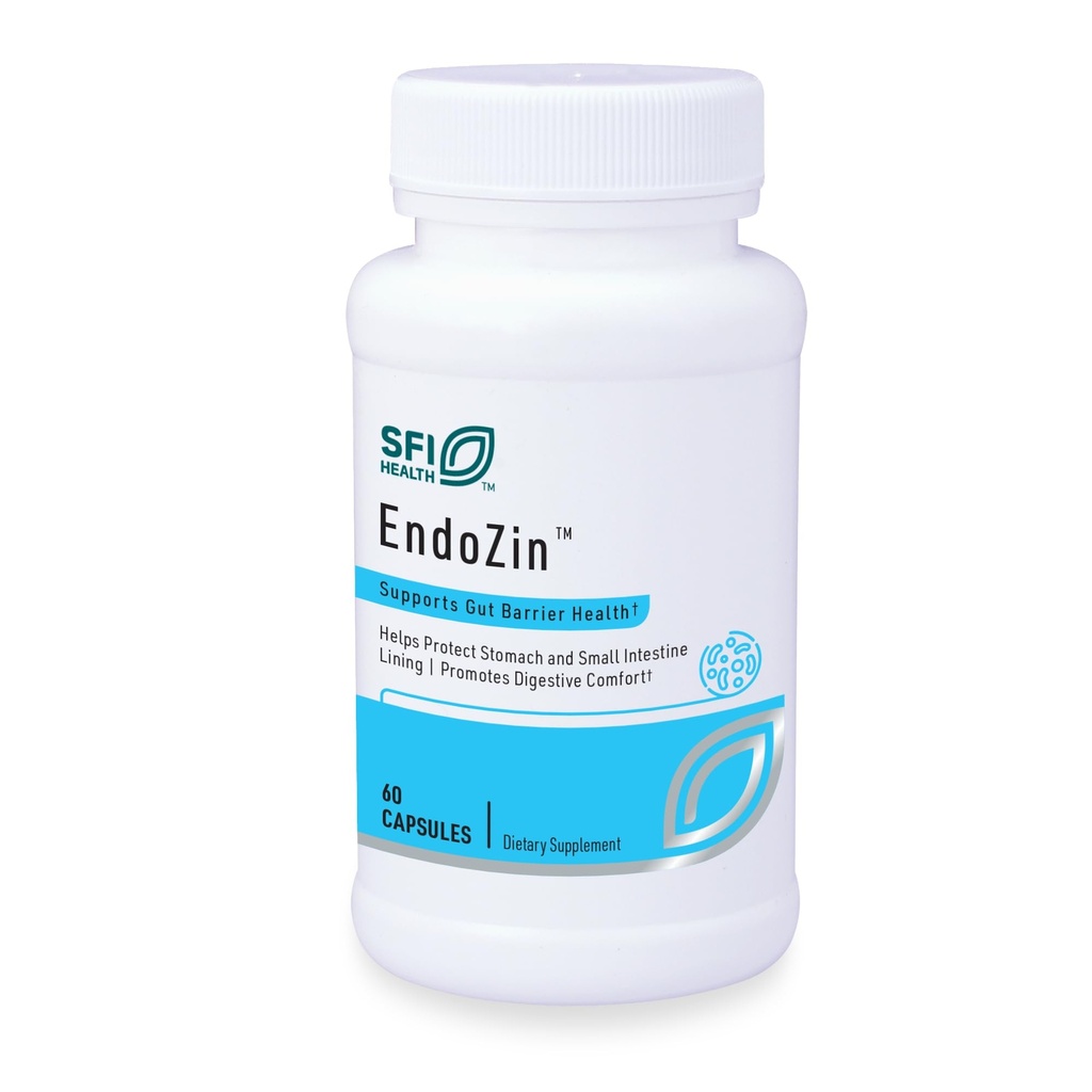 SFI Health Klair Labs Endozin - Complexe de carnosine de zinc avec L-Glutamine pour soutenir la fonction barrière intestinale, hypoallergénique (60 capsules)