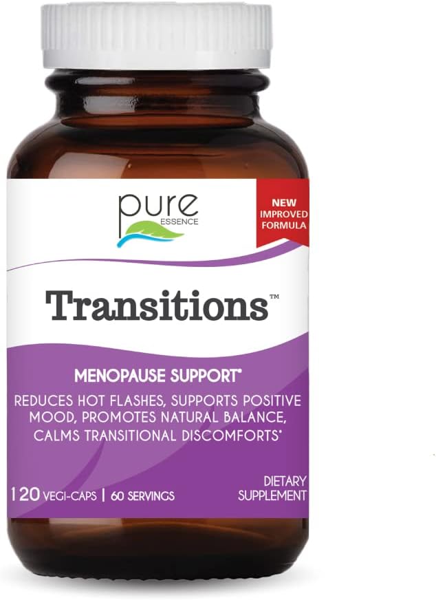 Pure Essence Labs Transitions Vitaminen voor vrouwen, Natuurlijke Menopauze Relief Supplement om Hormone Balance te bevorderen, het verminderen van Hot Flashes, Mood Swings & Night Sweats, 120 Capsules
