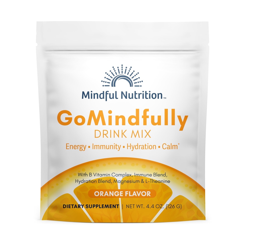 GoMindfully Orange Super Calme Magnésium Powder Drink Mix pour l'hydratation, la récupération, l'immunité et l'énergie avec Trace Minerals, Vitamines essentielles, L-Theanine et Complexe Vitamine B