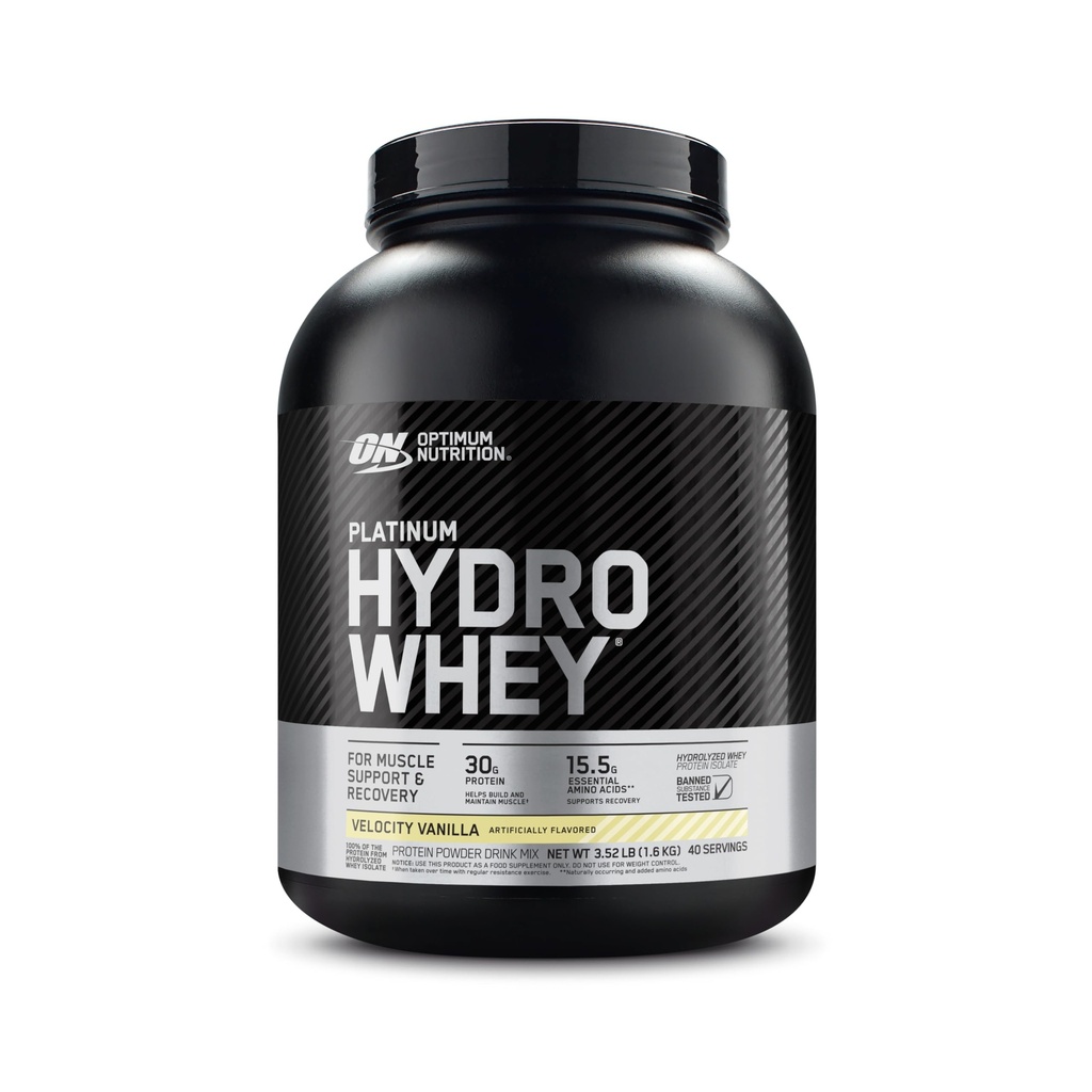 Optimale Voeding Platinum Hydrowhey Proteïne Poeder, 100% Gehydrolyseerd Wei Isolaat Poeder, Smaak: Velocity Vanille, 3,5 Pond (Verpakking mei Vary)