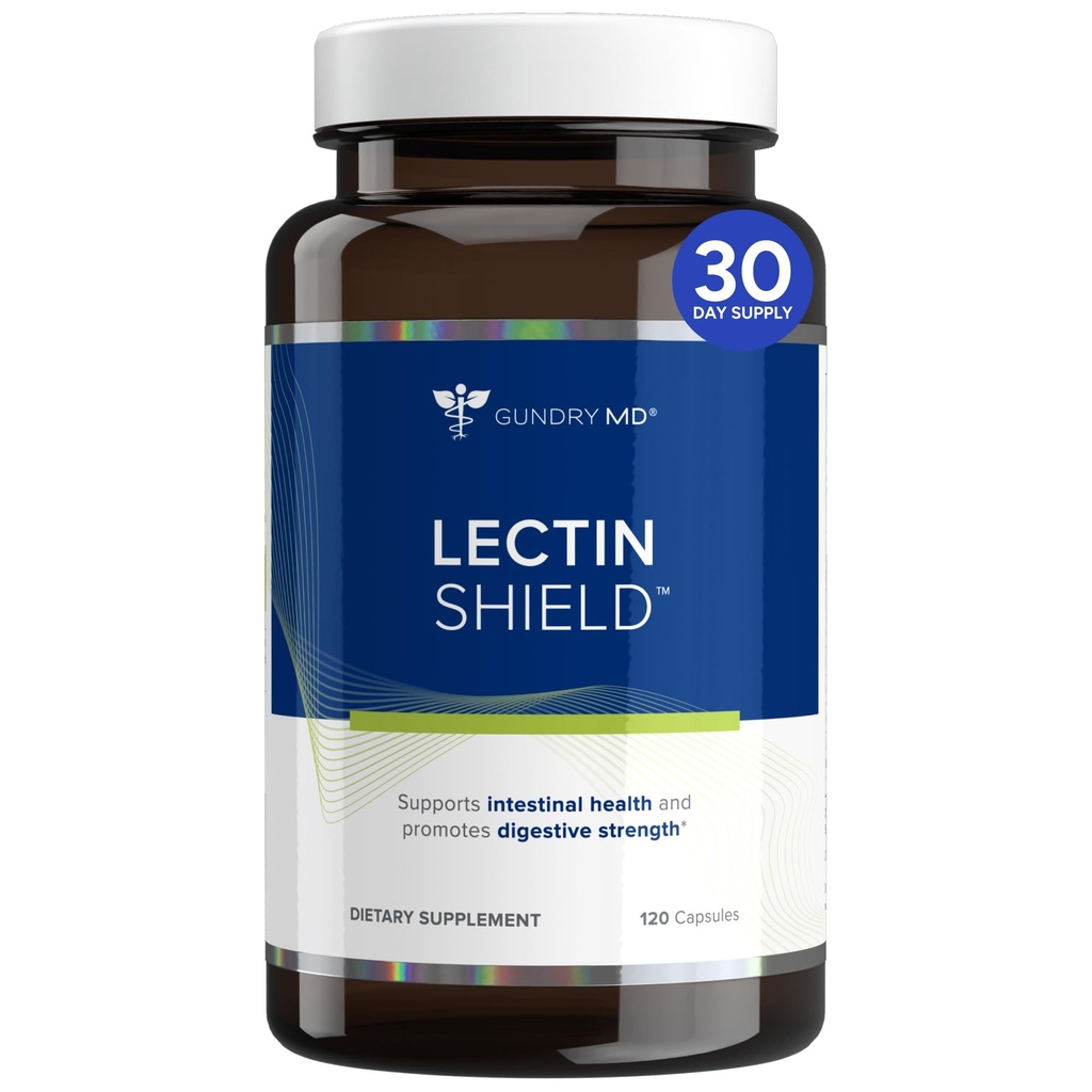 Gundry MD® Lectine Shield, Gut Health and Digestion Complement, aide à bloquer les lectines potentiellement nuisibles, soutient le confort digestif et la santé †*, 30 jours d'approvisionnement