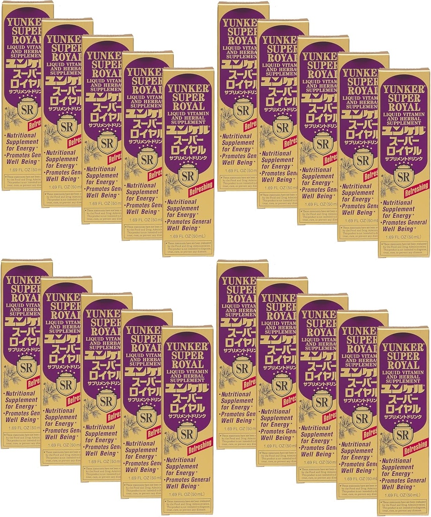 Super Royal, Liquid Vitamin & Herbal Supplement, nergy Herbal Supplements, Herbal Energy Boost, vermindert fysieke vermoeidheid en vermoeidheid, 1,69 Fl oz, Made in Japan (Pack of 20)