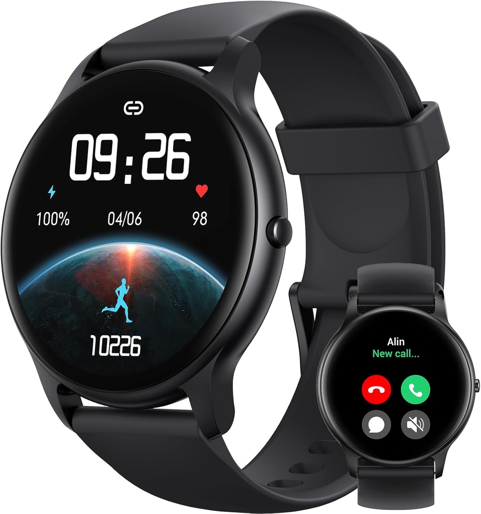 Parsonver Smart Watch voor mannen Vrouwen(Answer/Make Calls), HD Screen Fitness Tracker IP68 Waterdichte 100+ Sportmodi, Hartslag slaapmonitor, Pedometer, Smartwatch voor Android-telefoons / iPhone Compatibel